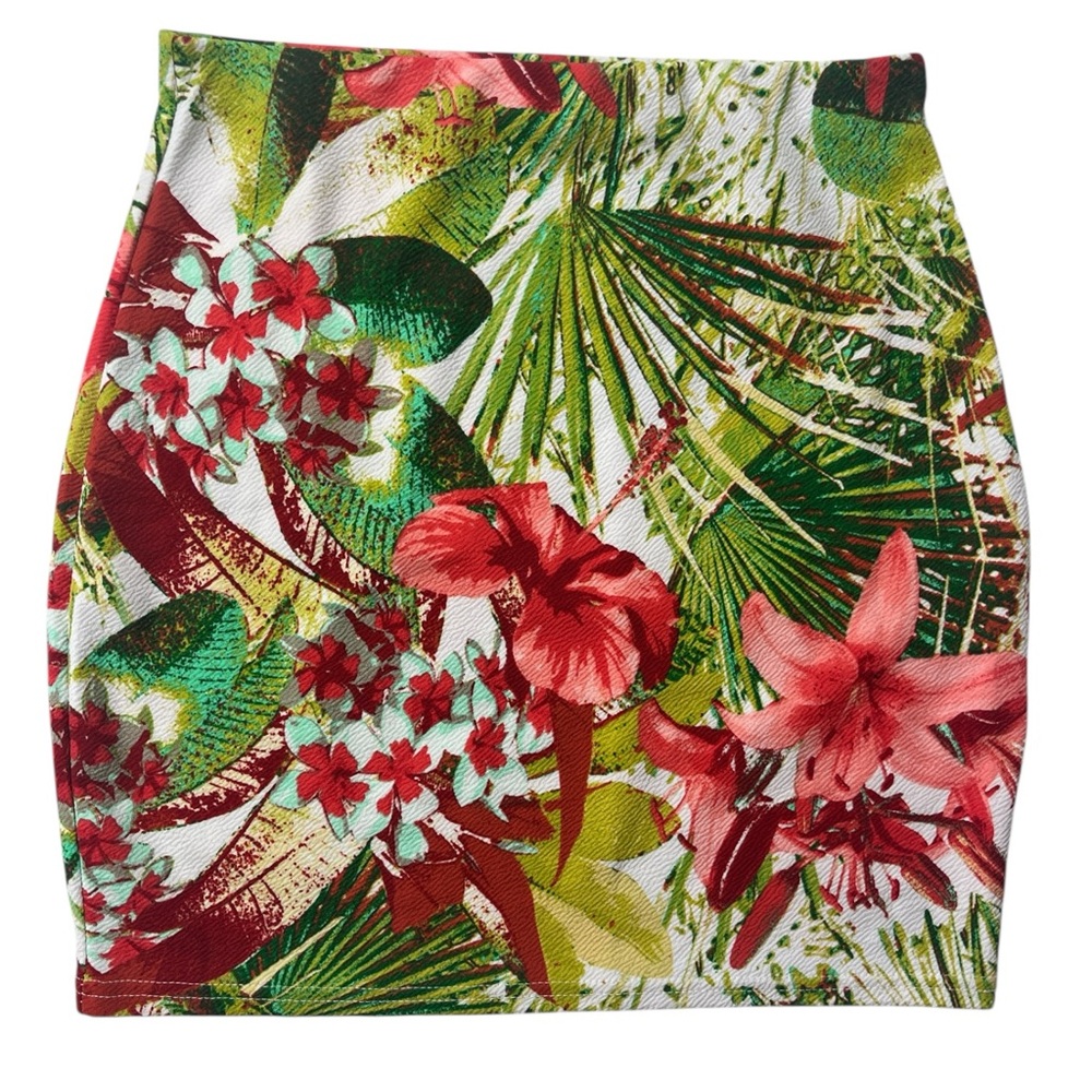 Missguided Women's Tropical Floral Print Skirt Stretchy Mini Skirt Size 6